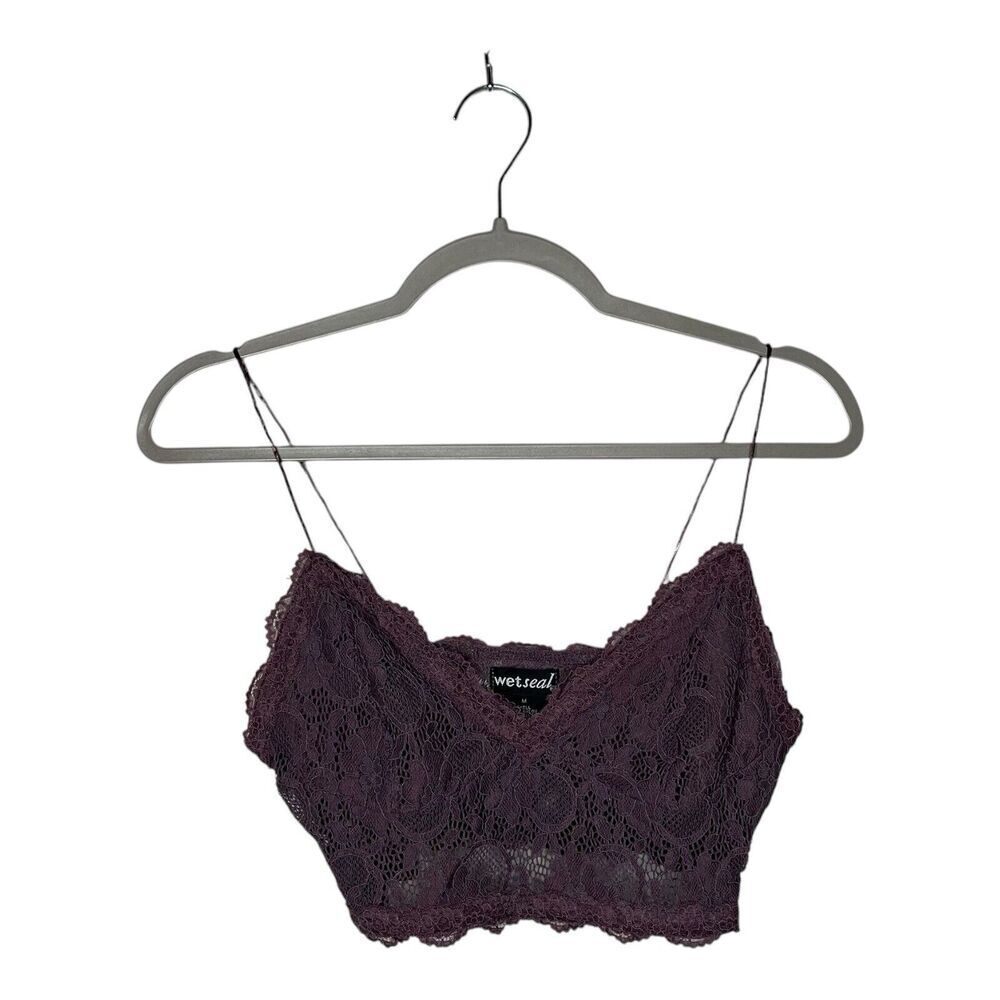 Wet Seal Bralette Crop Top Womens Medium Purple Lace Romantic Boho Festival